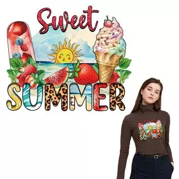 Летние вибрации, термопереводные детские футболки, наклейки, моющиеся аксессуары для одежды, теплопередача, сделай сам, новые термонаклейки