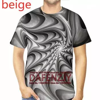 Летние винтажные футболки с абстрактным 3D принтом, мужские уличные топы с круглым вырезом и короткими рукавами XS чёрный