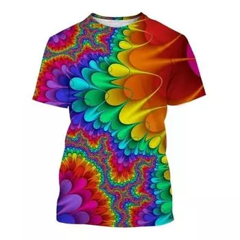 Летние винтажные красочные абстрактные 3D-принты футболки уличная одежда для мужчин свободные с круглым вырезом и короткими рукавами одежда S