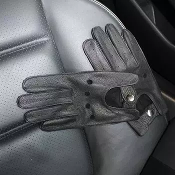 Летние водительские перчатки из оленьей кожи с полным пальцем для мужчин, тонкие полые, без подкладки, для езды на мотоцикле, мужские модные перчатки для водителя 9.5