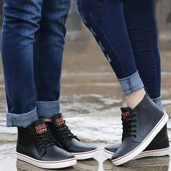 Летние водонепроницаемые резиновые сапоги для пар, большие размеры, для улицы, модные, повседневные, с неглубоким носком, нескользящие, удобные, рабочие туфли, размер 36-44 36 чёрный