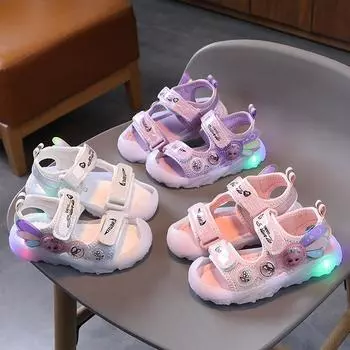 Летние водонепроницаемые сандалии для девочек, туфли принцессы для маленьких девочек, мягкие пляжные легкие сандалии на мягкой подошве 21 розовый