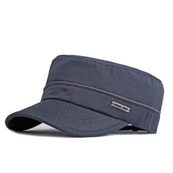 Летние военные шляпы, дышащая шляпа от солнца с плоским верхом для мужчин и женщин, спортивная шляпа для гольфа, быстросохнущая армейская походная кепка 55-60cm темно-синий