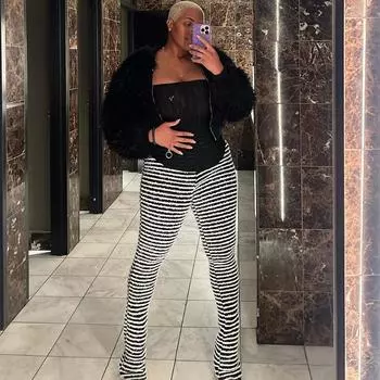 Летние вязаные брюки для женщин 2024, уличные новые модные брюки с высокой талией, женские повседневные тонкие полосатые брюки, женские зимние теплые брюки с зеброй, женские S чёрный