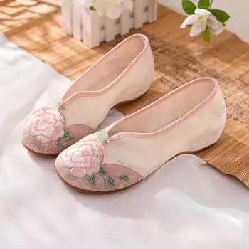 Летние вышитые туфли из ткани в этническом стиле на низком каблуке в китайском стиле ципао женские туфли 34 коричневый