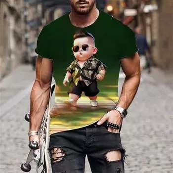 Летние забавные футболки с 3D-принтом для мальчиков, уличная одежда, мужская мода, повседневные футболки большого размера с круглым вырезом и короткими рукавами, футболки, топы, одежда S