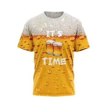 Летние забавные футболки с принтом пива 3D Streetwear для мужчин и женщин Повседневная мода Большие футболки с коротким рукавом Детские футболки Топы Одежда S белый