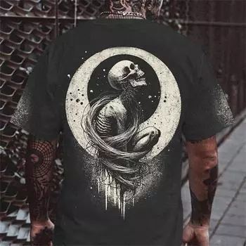 Летние забавные футболки со скелетом и 3D-принтом «Жнец», уличная одежда для мужчин, мода в стиле «Харадзюку», повседневные футболки больших размеров, топы, одежда L