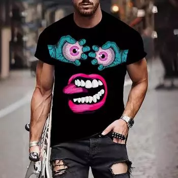 Летние забавные повседневные мужские футболки с 3D принтом, модная спортивная одежда с круглым вырезом и короткими рукавами, уличная одежда, топы большого размера 3XL