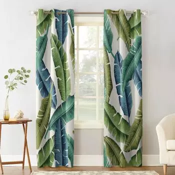 Летние зеленые тропические растения с пальмовыми листьями, роскошные домашние шторы, товары для дома, гостиная, спальня, шторы на заказ 135W x 60H(cm)