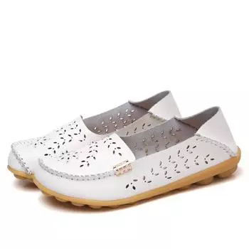 Летние женские балетки из натуральной кожи, повседневная обувь с вырезами, женские мокасины без застежек, мягкие оксфордские туфли, Zapatos Mujer 35 бежевый