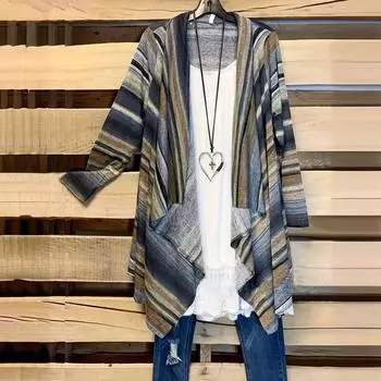 Летние женские блузки и рубашки Модная синяя полосатая рубашка с длинными рукавами S