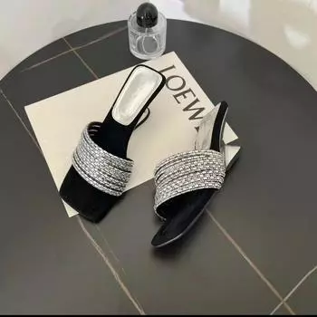 Летние женские босоножки, модные новые сексуальные однотонные тапочки со стразами, удобные босоножки, каблуки в форме высоких каблуков, Zapatos Mujer 34 золотой