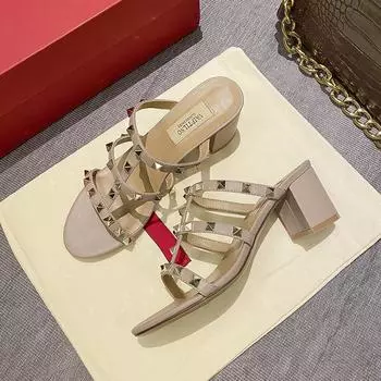 Летние женские босоножки на каблуке, босоножки-тапочки, кожаные туфли-гладиаторы на высоком каблуке 40 белый