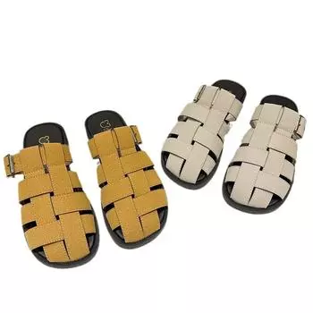 Летние женские босоножки на плоской подошве в стиле ретро. Женская модная плетеная пляжная обувь. 35