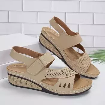 Летние женские босоножки на танкетке, новые модные нескользящие пляжные туфли для женщин, легкие повседневные босоножки больших размеров для женщин 36