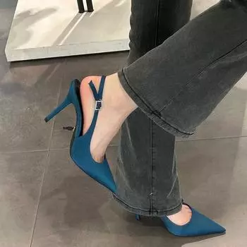 Летние женские босоножки с острым носком и высоким каблуком, модные босоножки с ремешком на щиколотке, вечерние платья, сандалии, обувь 35 зелёный