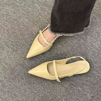 Летние женские босоножки с острым носком, модные женские туфли без застежек, новые элегантные туфли на плоской подошве с открытой пяткой, Zapatos 35