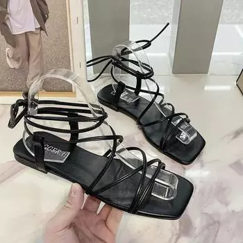 Летние женские босоножки с ремешком на щиколотке, женские туфли-гладиаторы на высоком каблуке 2024 года, сексуальные туфли-лодочки с квадратным носком, туфли для вечеринок Zapatos Mujer 35 покинуть белый