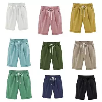 Летние женские брюки Five Pants Тонкие брюки для верхней одежды Женские брюки Повседневные брюки Шаровары Пляжная одежда S белый