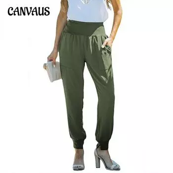 Летние женские брюки, однотонные, с высокой талией, в рубчик, с карманами для ног, брюки с девятью точками, повседневные брюки S чёрный