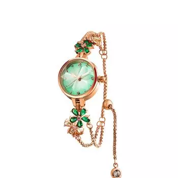 Летние женские часы Time100 с японским кварцевым браслетом, многогранным стеклянным кристальным ремешком, водонепроницаемые женские часы с подарочной коробкой (Зеленого цвета)