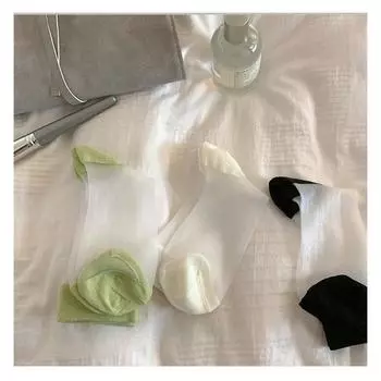 Летние женские чулки средней длины из японского канекалона, летние чулки контрастного цвета, носки с кристаллами, сетчатые дышащие тонкие носки для девочек 19cm чёрный