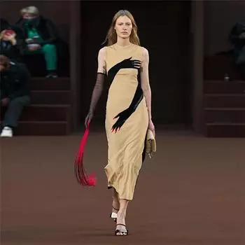 Летние женские длинные платья без рукавов с принтом S абрикосовый