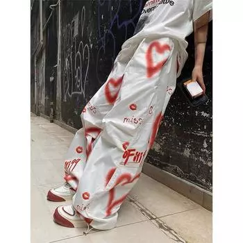 Летние женские дрянные брюки Y2k Harajuku с парашютом, длинные брюки в стиле гранж, мешковатые беговые брюки, спортивные штаны в стиле хип-поп, темные академические штаны L чёрный