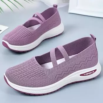 Летние женские дышащие туфли на мягкой подошве для мам с одной педалью, повседневные туфли большого размера 36