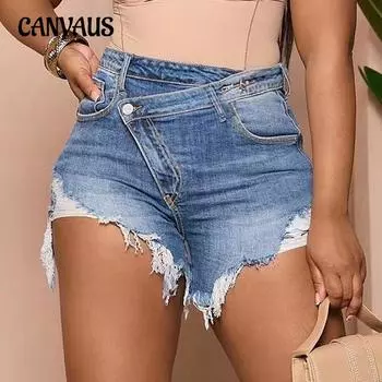 Летние женские джинсовые шорты, модные сексуальные шорты с необработанными краями, тонкие и узкие S