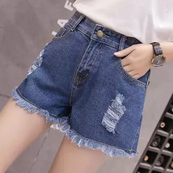 Летние женские джинсовые шорты, новые корейские модные свободные короткие джинсы с высокой талией, Harajuku, повседневные элегантные широкие джинсы, мешковатые брюки 518 S белый