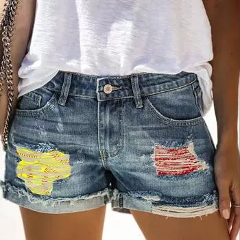 Летние женские джинсы с рваными кисточками, сексуальные джинсовые шорты, женские брюки S
