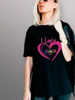 Летние женские футболки большого размера из 100% хлопка больших размеров, повседневные топы с принтом Zumba, футболки с круглым вырезом S чёрный