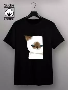 Летние женские футболки из 100% хлопка с принтом кошки и акулы, повседневные топы с короткими рукавами, футболки с круглым вырезом