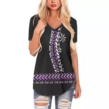 Летние женские футболки с 3d цветовым градиентом и графическим принтом Fsahion, повседневные топы с короткими рукавами и v-образным вырезом, футболка большого размера, женская одежда M