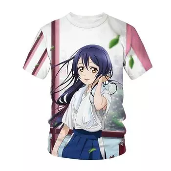 Летние женские футболки с 3D принтом японского аниме Love Live, уличная одежда с круглым вырезом, футболки для косплея, большие топы Harajuku для девочек Y2k S