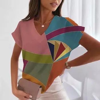 Летние женские футболки с бабочкой и V-образным вырезом, сексуальные топы с коротким рукавом, модная футболка с принтом, футболка Harajuku, женская одежда больших размеров S