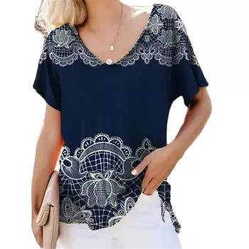 Летние женские футболки с круглым вырезом в этническом стиле с 3D принтом в стиле Харадзюку, персонализированные модные удобные футболки с короткими рукавами, пуловер XS