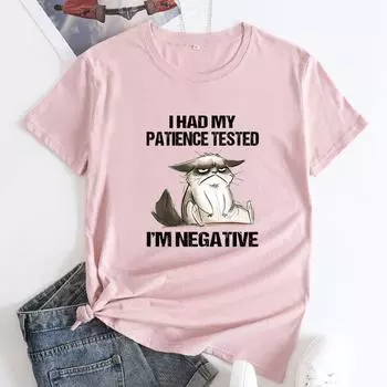 Летние женские футболки с принтом кошек из чистого хлопка с круглым вырезом и короткими рукавами, женские S красный