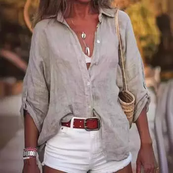 Летние женские хлопковые льняные блузки, рубашки, женские однотонные кардиганы с коротким рукавом и пуговицами, офисные топы, винтажная уличная одежда XXXL белый