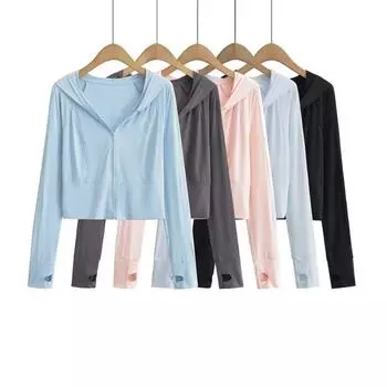 Летние женские кардиганы с длинными рукавами, солнцезащитные топы, короткие толстовки с капюшоном S белый