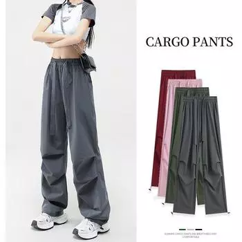 Летние женские комбинезоны, модные, с высокой талией и широкими штанинами, повседневные удобные американские велосипедные спортивные штаны, модные, шикарные, элегантные Y2k S чёрный