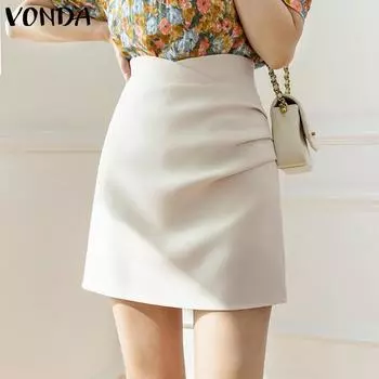 Летние женские короткие юбки VONDA на молнии с высокой талией