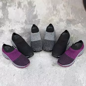 Летние женские кроссовки на платформе, удобные повседневные носки, туфли больших размеров, мокасины с воздушной подушкой, ортопедическая обувь, увеличивающая рост EU: 35 чёрный