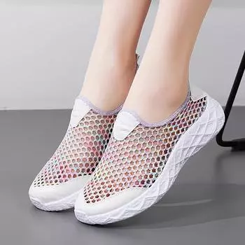 Летние женские кроссовки, удобные повседневные лоферы на плоской подошве для медсестер, мягкие пляжные прогулочные спортивные туфли, легкие слипоны EU: 35 синий