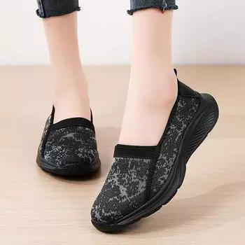 Летние женские кроссовки, удобные, повседневные, больших размеров, на плоской подошве, мокасины, спортивная обувь для ходьбы, легкие, без застежек, большого размера EU: 35 чёрный