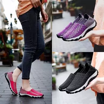 Летние женские кроссовки, удобные, повседневные, для медсестер, туфли на плоской подошве больших размеров, для пляжной ходьбы, легкие, без застежек, большие размеры EU: 35