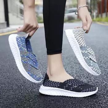 Летние женские повседневные туфли без застежек большого размера на плоской подошве, мягкие пляжные прогулочные спортивные туфли, легкие, большие размеры EU: 35