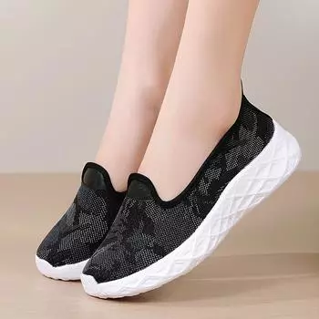 Летние женские кроссовки, удобные повседневные лоферы на плоской подошве для медсестер, мягкие пляжные прогулочные спортивные туфли, легкие слипоны EU: 35 чёрный